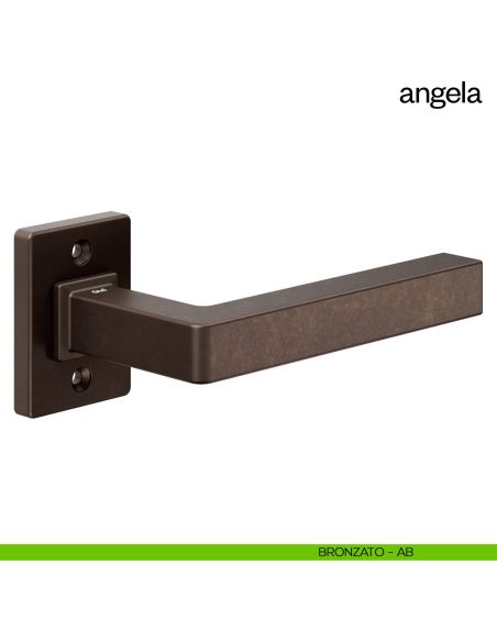 Maniglia per porta Angela Dnd Handles con rosetta quadrata bronzato