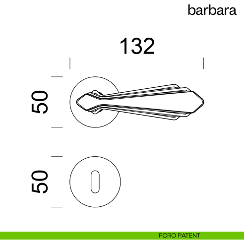 Maniglia per porta Barbara Dnd Handles con rosetta tonda patent