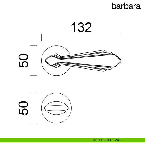 Maniglia per porta Barbara Dnd Handles con rosetta tonda wc