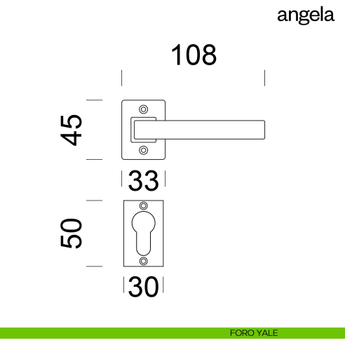 Maniglia per porta Angela Dnd Handles con rosetta quadrata yale