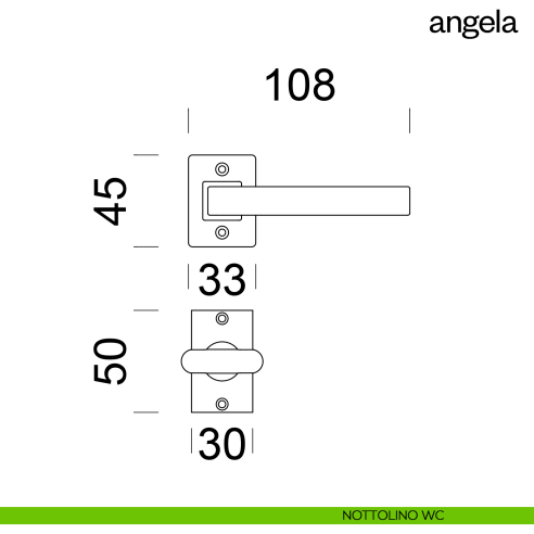 Maniglia per porta Angela Dnd Handles con rosetta quadrata wc