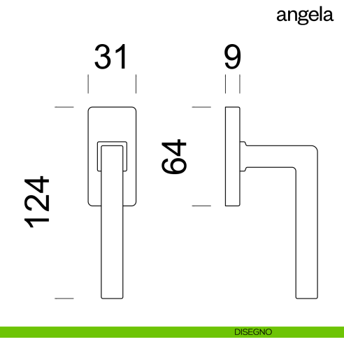 Maniglia per finestra martellina DK Angela dnd disegno