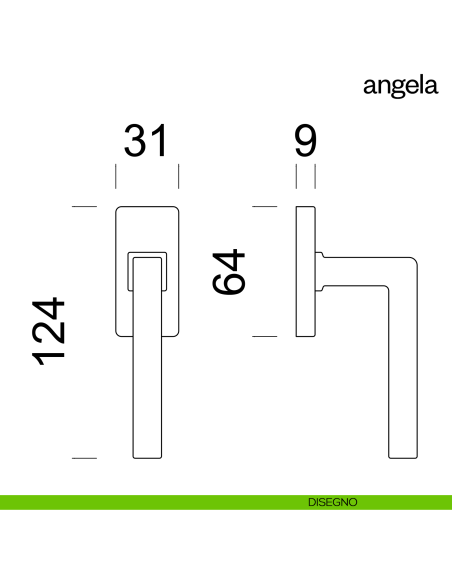 Maniglia per finestra martellina DK Angela dnd disegno