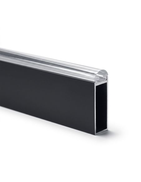 Tubo appendiabiti rettangolare con guarnizione verniciato nero opaco RAL 9005 Gap Italia TPR