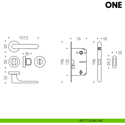 Kombo Box Colombo Design con maniglia One e Serratura SpinOff Krona Koblenz nottolino wc