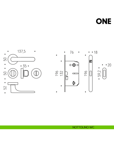 Kombo Box Colombo Design con maniglia One e Serratura SpinOff Krona Koblenz nottolino wc