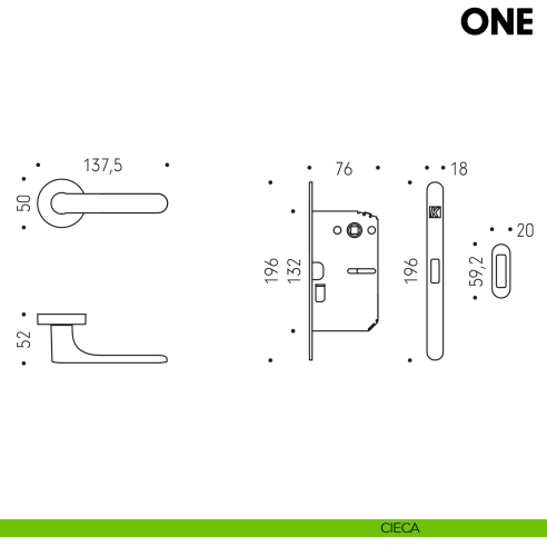 Kombo Box Colombo Design con maniglia One e Serratura SpinOff Krona Koblenz cieca