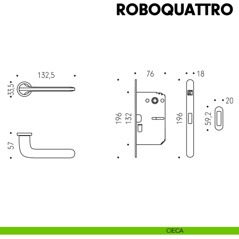 Kombo Box Colombo Design con maniglia Roboquattro minimale e Serratura SpinOff Krona Koblenz cieca