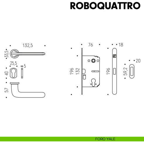 Kombo Box Colombo Design con maniglia Roboquattro minimale e Serratura SpinOff Krona Koblenz foro yale