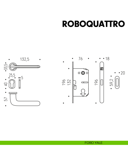 Kombo Box Colombo Design con maniglia Roboquattro minimale e Serratura SpinOff Krona Koblenz foro yale