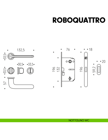 Kombo Box Colombo Design con maniglia Roboquattro minimale e Serratura SpinOff Krona Koblenz nottolino wc