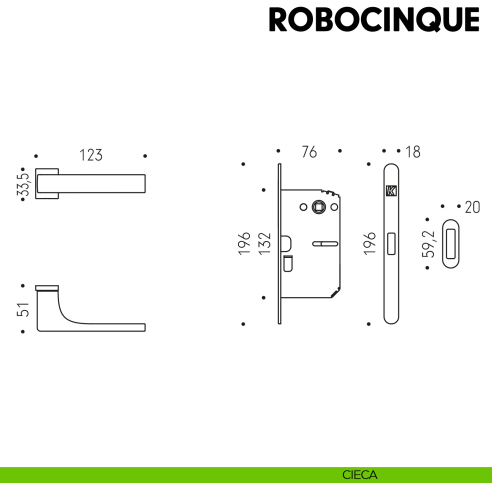Kombo Box Colombo Design con maniglia Robocinque S minimale e Serratura SpinOff Krona Koblenz cieca