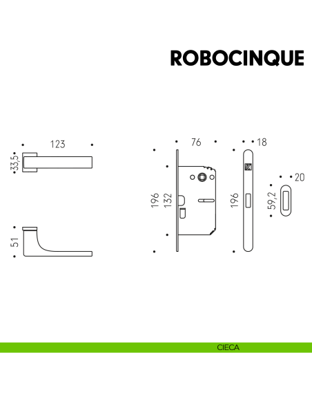 Kombo Box Colombo Design con maniglia Robocinque S minimale e Serratura SpinOff Krona Koblenz cieca