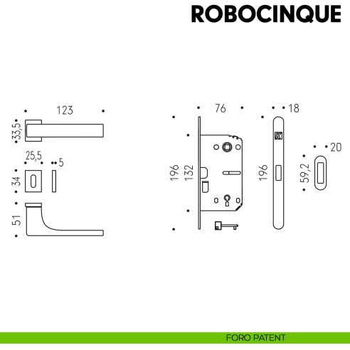 Kombo Box Colombo Design con maniglia Robocinque S minimale e Serratura SpinOff Krona Koblenz foro patent