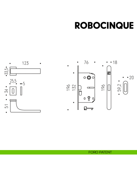 Kombo Box Colombo Design con maniglia Robocinque S minimale e Serratura SpinOff Krona Koblenz foro patent