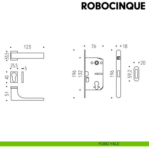 Kombo Box Colombo Design con maniglia Robocinque S minimale e Serratura SpinOff Krona Koblenz foro yale
