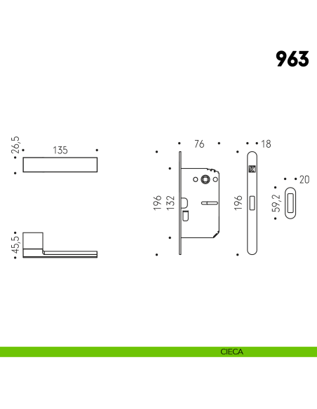 Kombo Box Colombo Design con maniglia 963 e Serratura SpinOff Krona Koblenz cieca