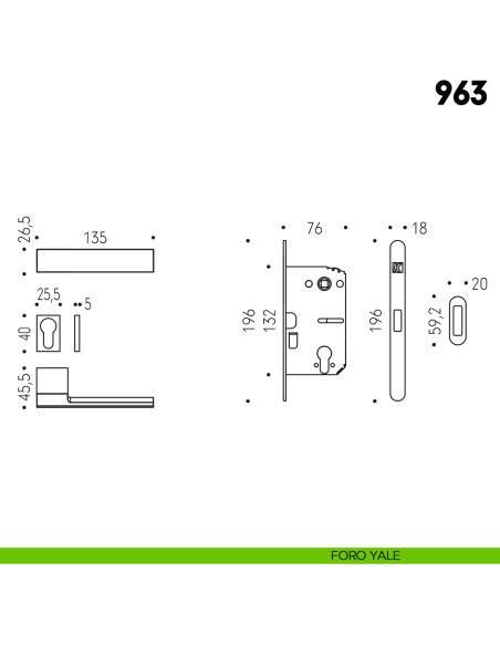 Kombo Box Colombo Design con maniglia 963 e Serratura SpinOff Krona Koblenz foro yale