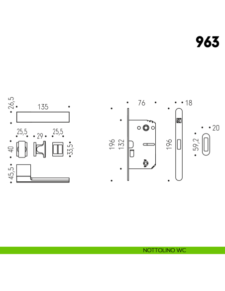 Kombo Box Colombo Design con maniglia 963 e Serratura SpinOff Krona Koblenz nottolino wc