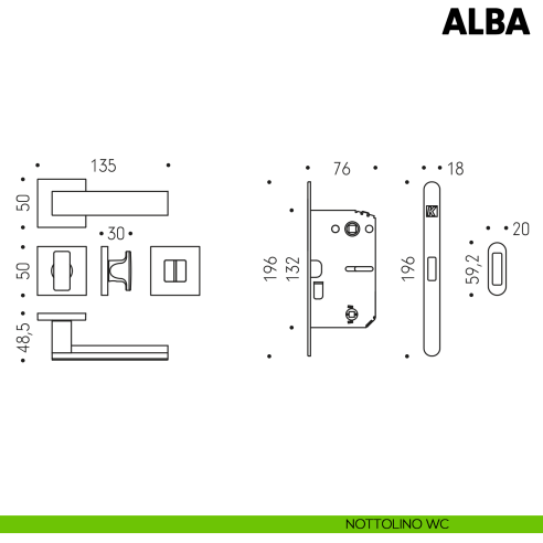 Kombo Box Colombo Design con maniglia Alba e Serratura SpinOff Krona Koblenz nottolino wc