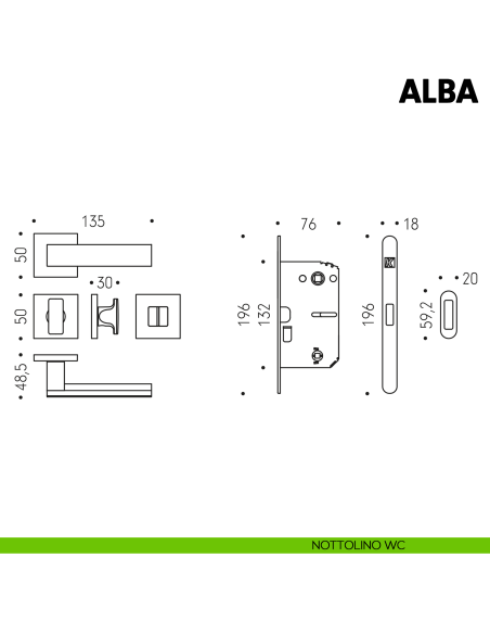 Kombo Box Colombo Design con maniglia Alba e Serratura SpinOff Krona Koblenz nottolino wc