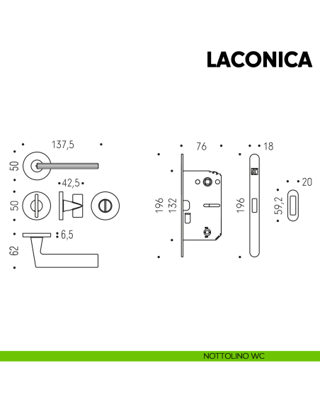 Kombo Box Colombo Design con maniglia Laconica e Serratura SpinOff Krona Koblenz nottolino wc