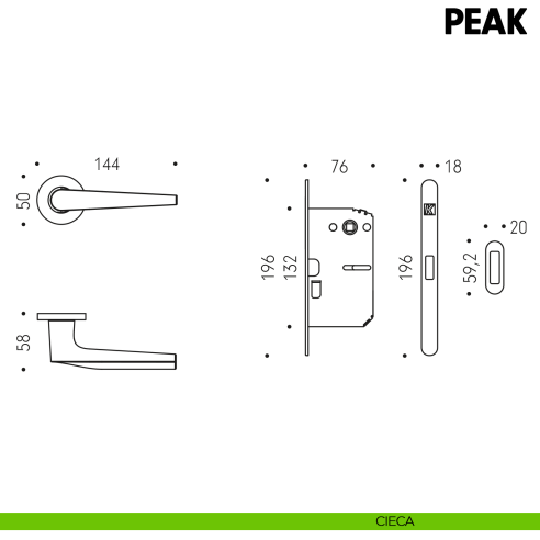 Kombo Box Colombo Design con maniglia Peak e Serratura SpinOff Krona Koblenz cieca