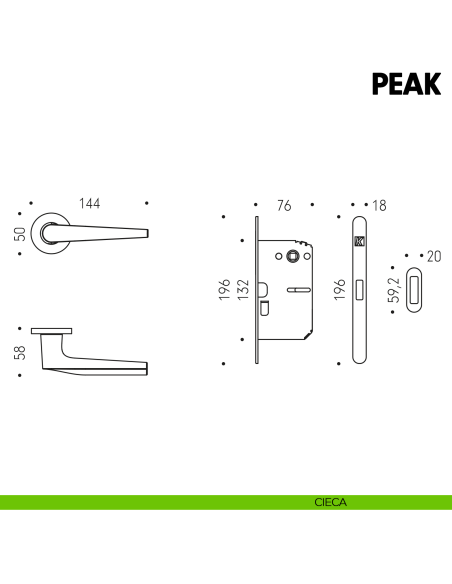 Kombo Box Colombo Design con maniglia Peak e Serratura SpinOff Krona Koblenz cieca