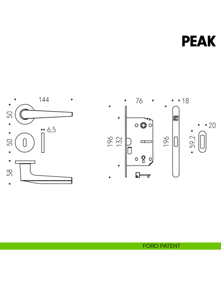 Kombo Box Colombo Design con maniglia Peak e Serratura SpinOff Krona Koblenz foro patent