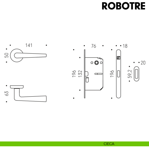 Kombo Box Colombo Design con maniglia Robotre e Serratura SpinOff Krona Koblenz cieca