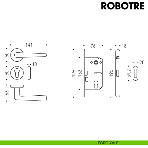 Kombo Box Colombo Design con maniglia Robotre e Serratura SpinOff Krona Koblenz foro yale