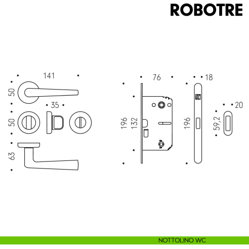 Kombo Box Colombo Design con maniglia Robotre e Serratura SpinOff Krona Koblenz nottolino wc