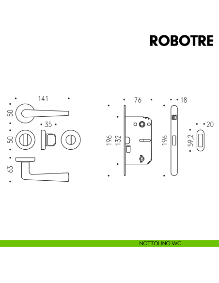 Kombo Box Colombo Design con maniglia Robotre e Serratura SpinOff Krona Koblenz nottolino wc