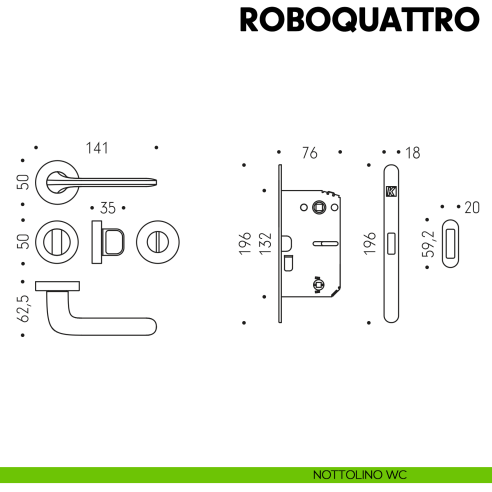 Kombo Box Colombo Design con maniglia Roboquattro e Serratura SpinOff Krona Koblenz nottolino wc