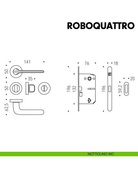 Kombo Box Colombo Design con maniglia Roboquattro e Serratura SpinOff Krona Koblenz nottolino wc