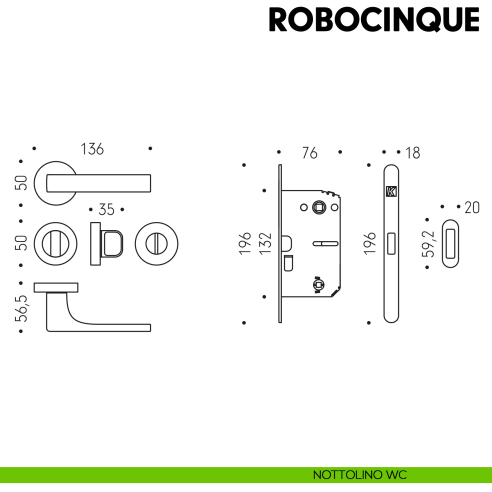 Kombo Box Colombo Design con maniglia Robocinque e Serratura SpinOff Krona Koblenz nottolino wc