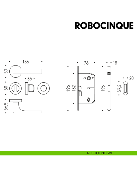 Kombo Box Colombo Design con maniglia Robocinque e Serratura SpinOff Krona Koblenz nottolino wc