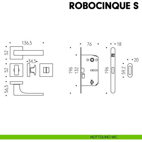 Kombo Box Colombo Design con maniglia Robocinque S e Serratura SpinOff Krona Koblenz nottolino wc