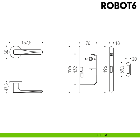 Kombo Box Colombo Design con maniglia Robot6 e Serratura SpinOff Krona Koblenz cieca
