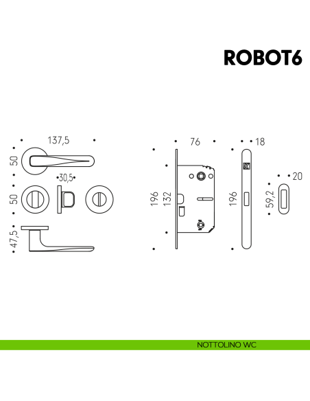Kombo Box Colombo Design con maniglia Robot6 e Serratura SpinOff Krona Koblenz nottolino wc