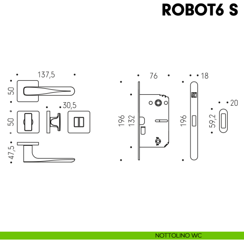Kombo Box Colombo Design con maniglia Robot6 S e Serratura SpinOff Krona Koblenz nottolino wc