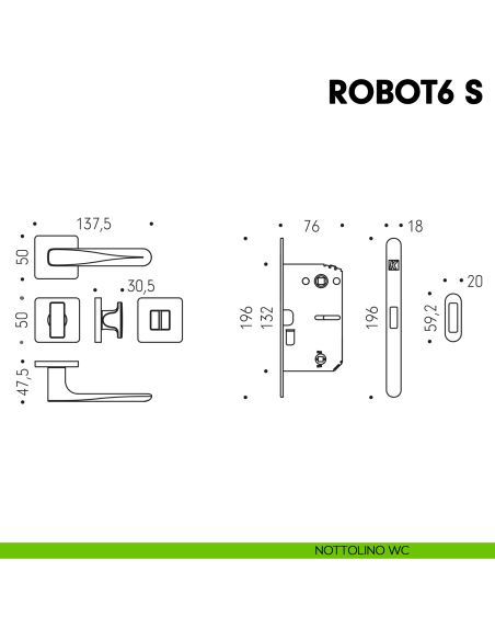 Kombo Box Colombo Design con maniglia Robot6 S e Serratura SpinOff Krona Koblenz nottolino wc