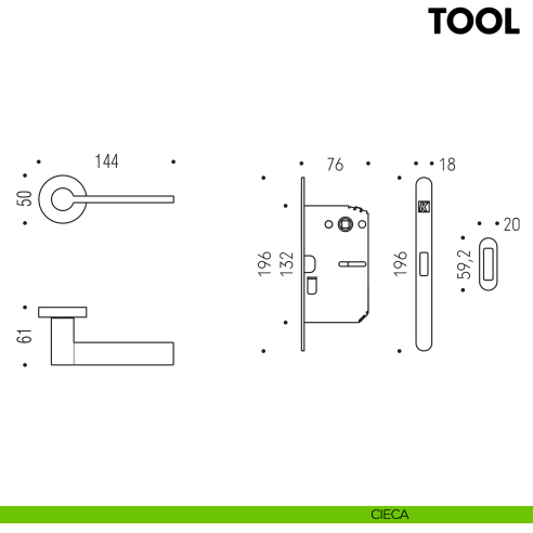 Kombo Box Colombo Design con maniglia Tool e Serratura SpinOff Krona Koblenz cieca