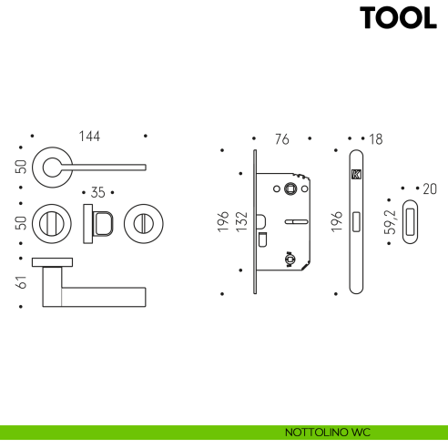Kombo Box Colombo Design con maniglia Tool e Serratura SpinOff Krona Koblenz nottolino wc