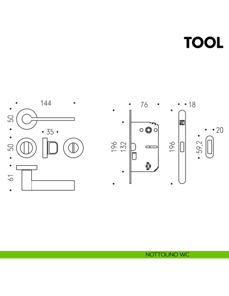 Kombo Box Colombo Design con maniglia Tool e Serratura SpinOff Krona Koblenz nottolino wc