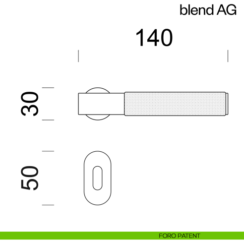 Maniglia per porta Blend AG dnd handles con rosetta minimale Unico foro patent
