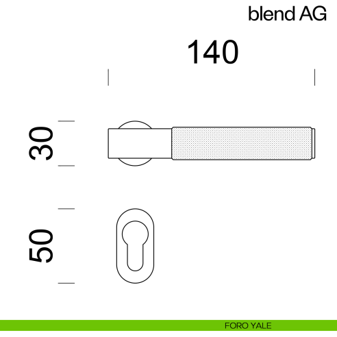 Maniglia per porta Blend AG dnd handles con rosetta minimale Unico foro yale