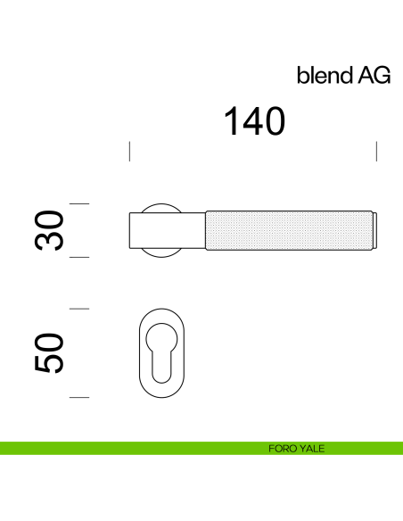 Maniglia per porta Blend AG dnd handles con rosetta minimale Unico foro yale
