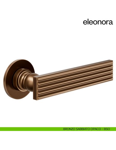 Maniglia per porta Eleonora dnd handles con rosetta tonda bronzo sabbiato opaco