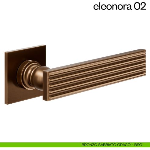 Maniglia per porta Eleonora 02 dnd handles con rosetta quadrata bronzo sabbiato opaco